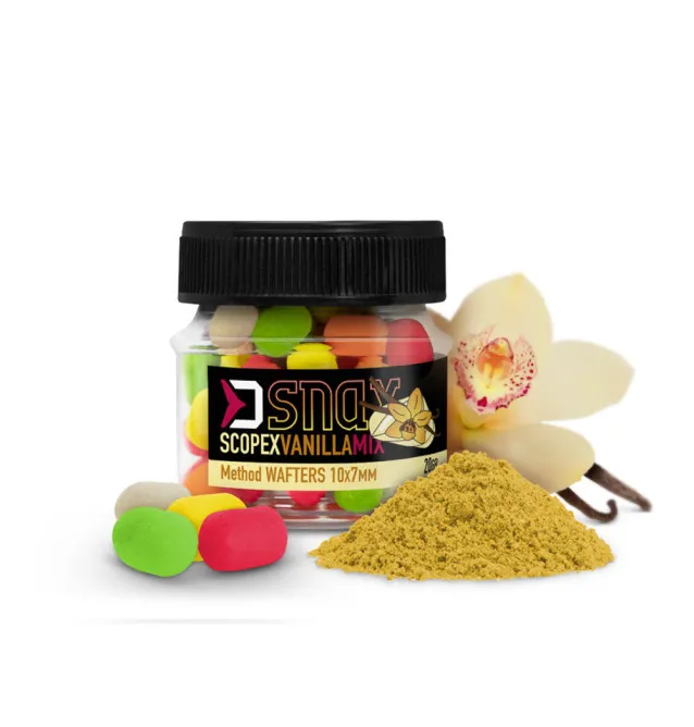Delphin MIX D SNAX WAFTER Scopex - Vanille Dumbel 10x7mm 20g Method Feeder Multi Mix Angelköder-Köder-JJ-Fishing