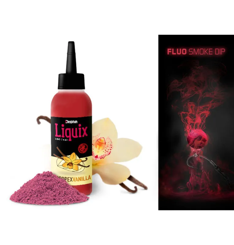 Delphin D SNAX Fluo LiquiX Smoke Scopex - Vanille Liquid 100ml PVA Friendly Rauchwolken unter Wasser-Köder-JJ-Fishing