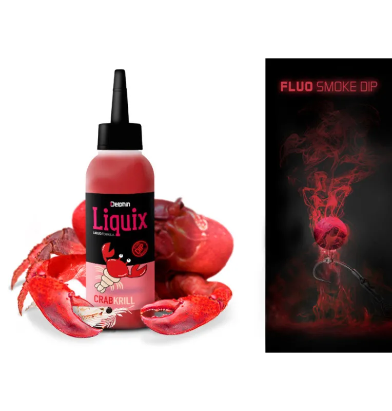 Delphin D SNAX Fluo LiquiX Smoke Krabbe - Krill Liquid 100ml PVA Friendly Rauchwolken unter Wasser-Köder-JJ-Fishing