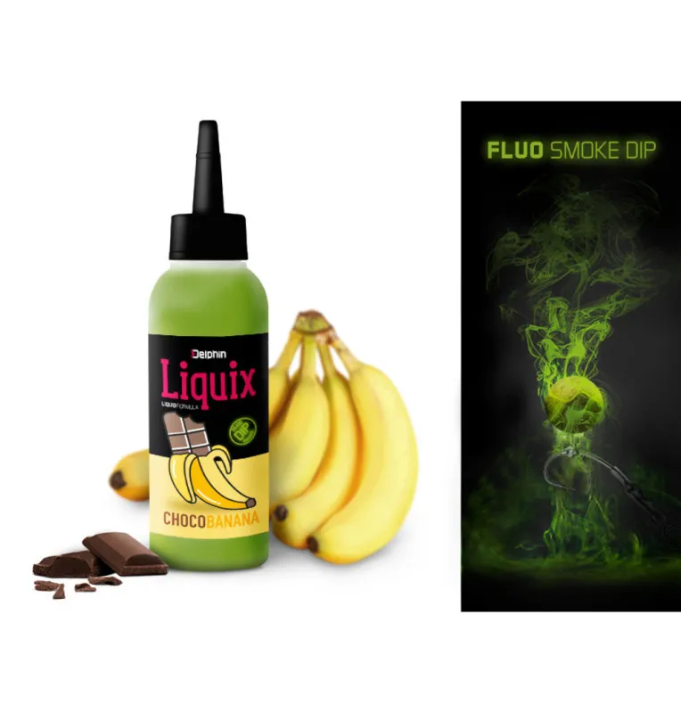 Delphin D SNAX Fluo LiquiX Smoke Schokolade - Banane Liquid 100ml PVA Friendly Rauchwolken unter Wasser-Köder-JJ-Fishing