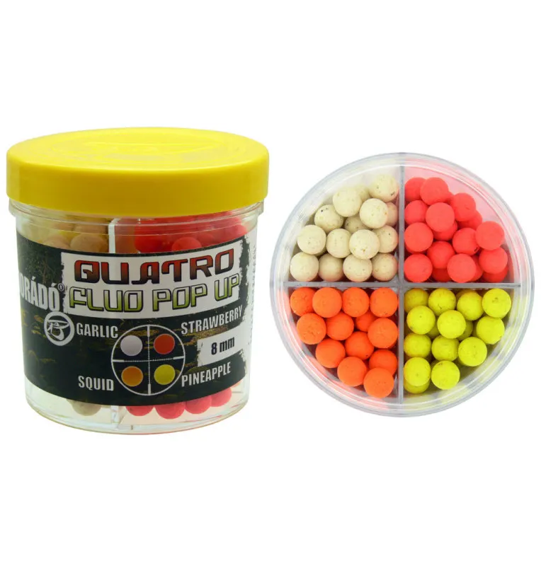 Haldorado Quatro Fluo Pop Up 8 mm Knoblauch Erdbeere Squid Ananas Method Feeder-Köder-JJ-Fishing