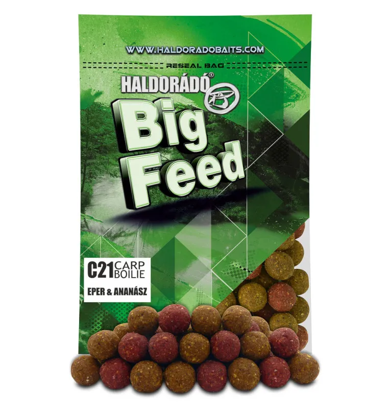 Haldorado Big Feed - C21 Boilie - Strawberry & Pineapple 800 g Profi Boilies Wettkampf Futter Karpfen-Köder-JJ-Fishing