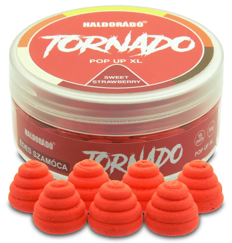 Haldorado TORNADO Pop Up XL - sweet Strawberry 15mm Farbeffekt Hochintensiev Karpfen Köder Auftreibend-Köder-JJ-Fishing