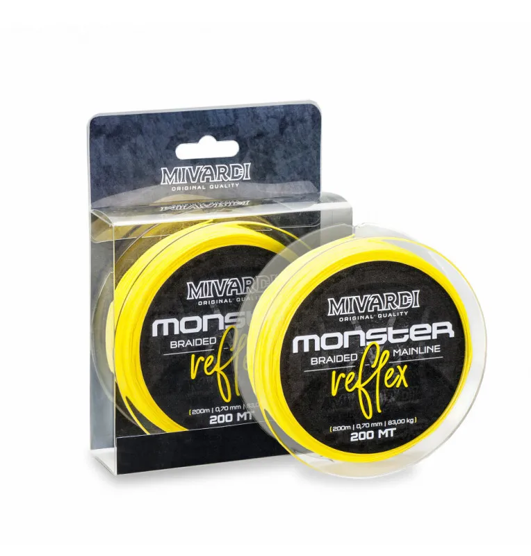 Mivardi Monster Reflex 0.60mm 200m Fluo Gelb Cat Hauptschnur Wels Angelschnur-Endtackle-JJ-Fishing