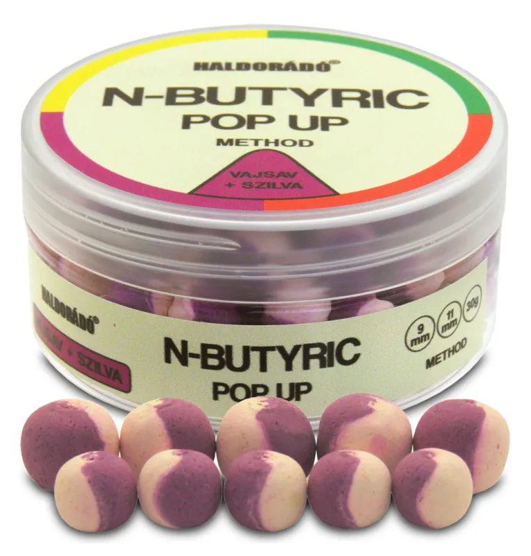 Haldorado N-Butyric Pop Up Method - N-Butyric Acid & Plum 9-11mm Boilie Hochntensiev Duo Collor Method Feeder-Köder-JJ-Fishing