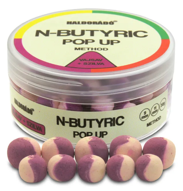 Haldorado N-Butyric Pop Up Method - N-Butyric Acid & Plum 9-11mm Boilie Hochntensiev Duo Collor Method Feeder-Köder-JJ-Fishing
