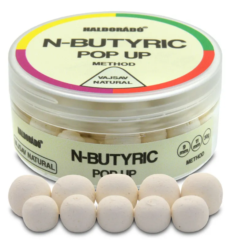 Haldorado N-Butyric Pop Up Method - N-Butyric Acid Natural 9-11mm Boilie Hochntensiev Duo Collor Method Feeder-Bait-JJ-Fishing