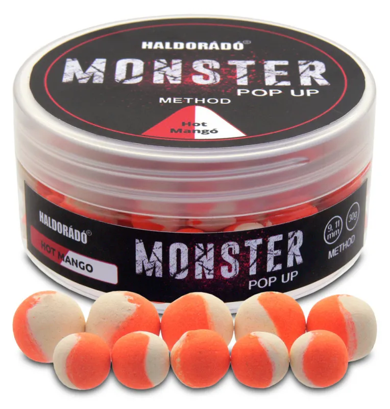 Haldorado MONSTER Pop Up Method - Hot Mango 9-11mm Boilie Hochntensiev Duo Collor method Feeder-Köder-JJ-Fishing