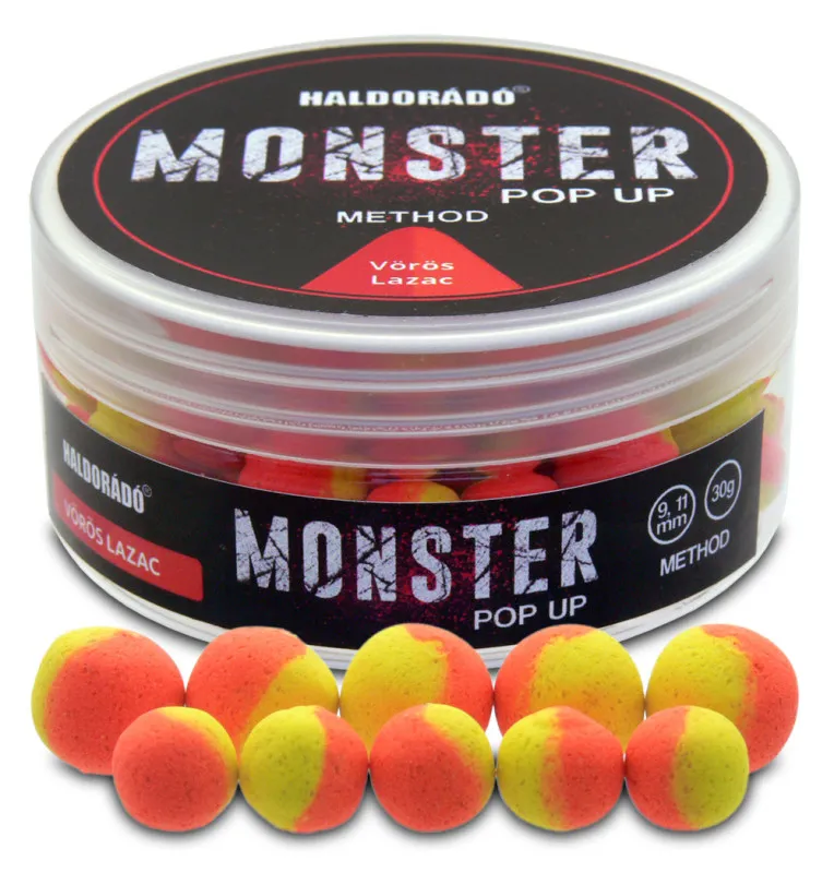 Haldorado MONSTER Pop Up Method - Red Salmon 9-11mm Boilie Hochntensiev Duo Collor Method Feeder-Köder-JJ-Fishing