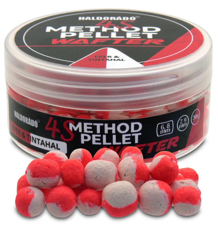 Haldorado 4S Method Dumbell Wafter - Erdbeere & Squid Duo Collor 6-9mm Hochintensiv Method Feeder-Bait-JJ-Fishing