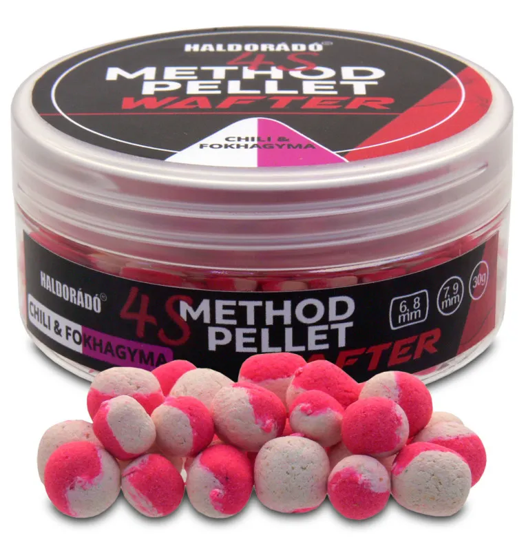 Haldorado 4S Method Dumbell Wafter - Chili & Knoblauch Duo Collor 6-9mm Hochintensiv Method Feeder-Köder-JJ-Fishing