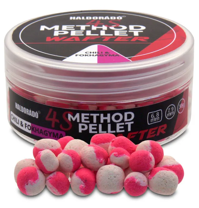 Haldorado 4S Method Dumbell Wafter - Chili & Knoblauch Duo Collor 6-9mm Hochintensiv Method Feeder-Köder-JJ-Fishing