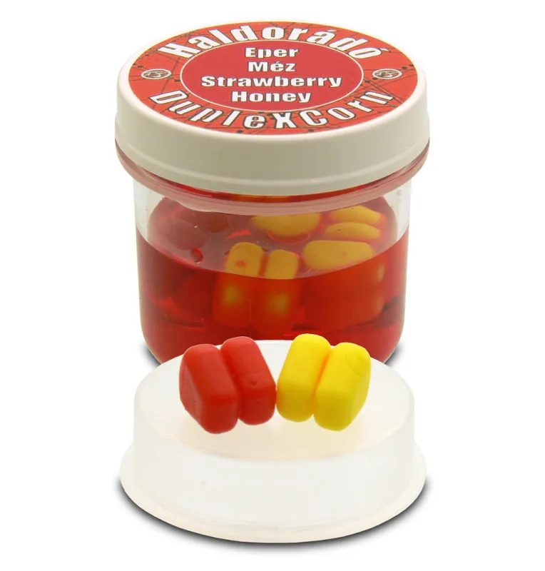 Haldorado Duplex Corn Erdbeere & Honig Pop Up Schwimmender Fake Mais Doppel-Köder-JJ-Fishing