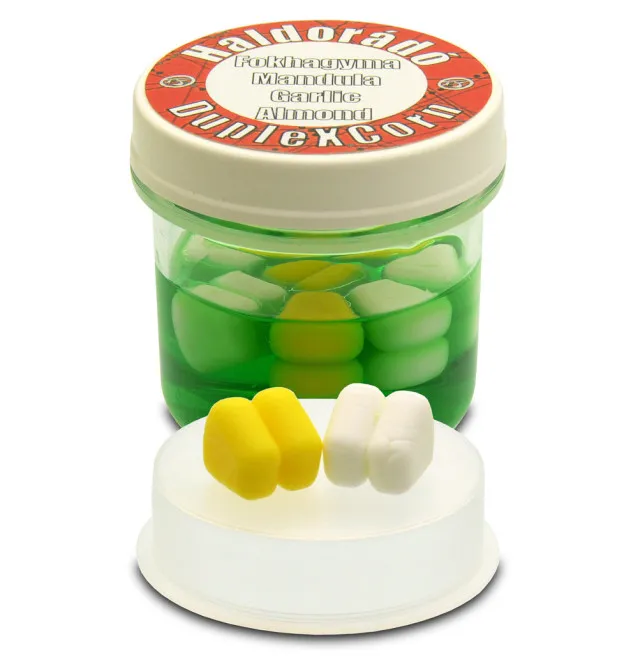 Haldorado Duplex Corn Knoblauch & Almond Pop Up Schwimmender Fake Mais Doppel-Köder-JJ-Fishing