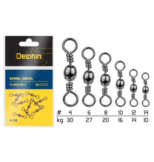 Delphin Barrel Swivel A-02 BN/8 Wirbel Angeln-Endtackle-JJ-Fishing