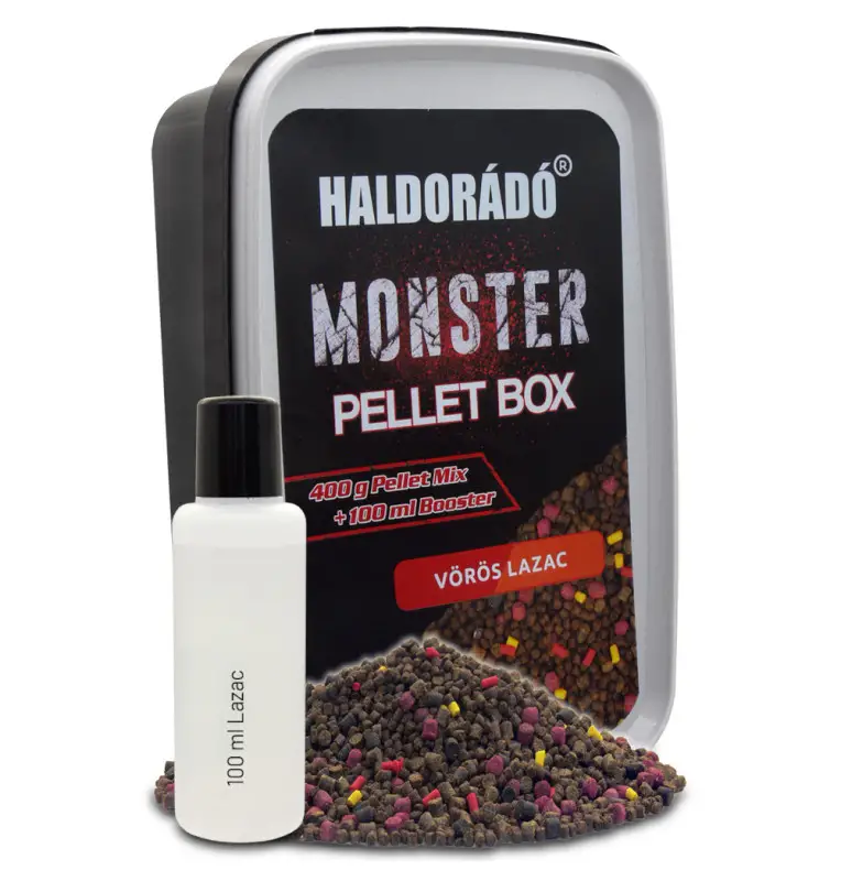 Haldorado MONSTER Pellet Box Red Salmon inkl. Liquid Profi Edition-Köder-JJ-Fishing