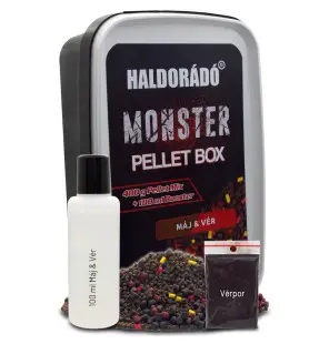 Haldorado MONSTER Pellet Box Liver & Blood inkl. Liquid Profi Edition-Köder-JJ-Fishing