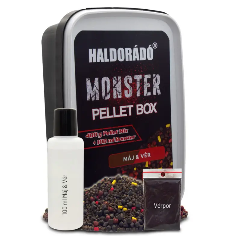 Haldorado MONSTER Pellet Box Liver & Blood inkl. Liquid Profi Edition-Köder-JJ-Fishing