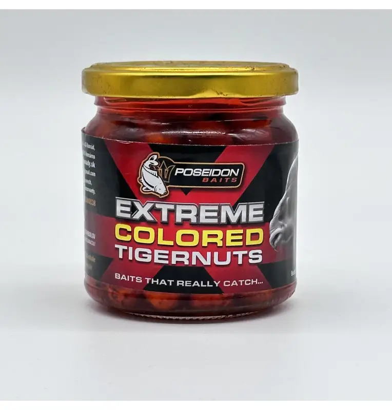 Poseidon Colored Tiernuss Chili 14mm Tigernüsse im Glas Hookabits-Bait-JJ-Fishing