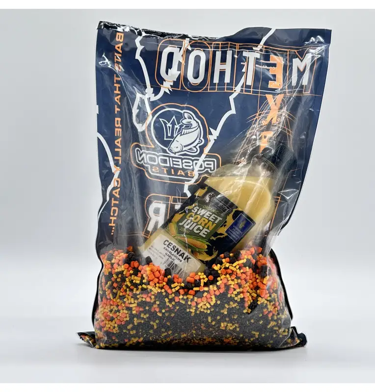 Poseidon 5 Mix Method Knoblauch Set & 800g Sweet Corn Juice Ready Groundbait-Bait-JJ-Fishing