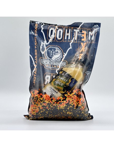 Poseidon 5 Mix Method Knoblauch Set 800g Pellets & Sweet Corn Juice Ready Groundbait-Köder-JJ-Fishing