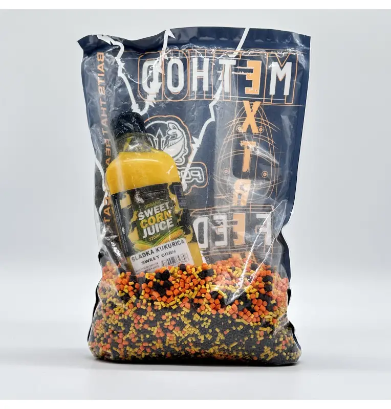 Poseidon 5 Mix Method Sweet Corn Set 800g Pellets & Sweet Corn Juice Ready Groundbait-Köder-JJ-Fishing