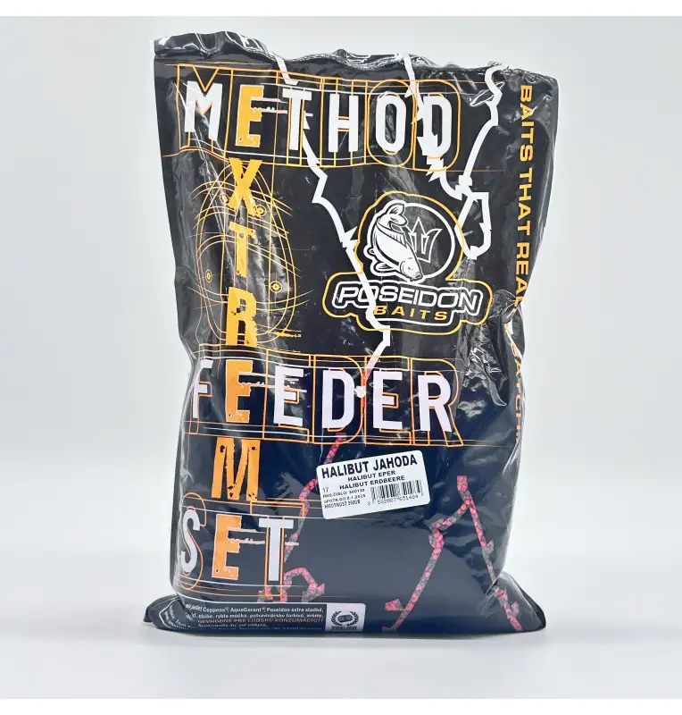 Poseidon Feeder Set Halibut & Erdbeere 800g Pellet 1,5mm inkl. 200ml Booster Method Pack-Köder-JJ-Fishing