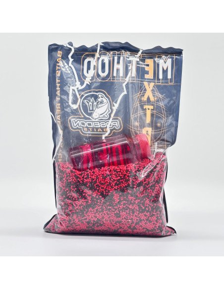 Poseidon Feeder Set Halibut & Erdbeere 800g Pellet 1,5mm inkl. 200ml Booster Method Pack-Bait-JJ-Fishing