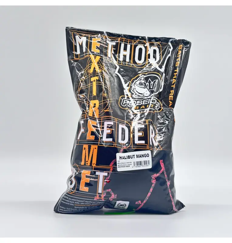Poseidon Feeder Set Halibut & Mango 800g Pellet 1,5mm inkl. 200ml Booster Method Pack-Köder-JJ-Fishing