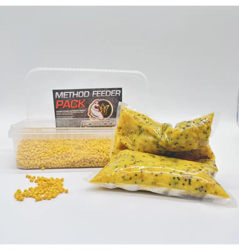 Poseidon Feeder Pack Knoblauch 1000g Pellet und Turmix gekocht Partikel mit Dip-Köder-JJ-Fishing