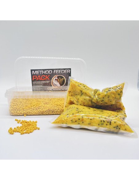 Poseidon Feeder Pack Knoblauch 1000g Pellet und Turmix gekocht Partikel mit Dip-Köder-JJ-Fishing