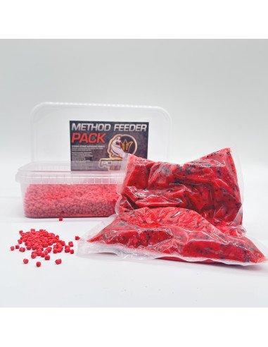 Poseidon Feeder Pack Erdbeere 1,2Kg Pellet und Turmix gekocht Partikel-Bait-JJ-Fishing