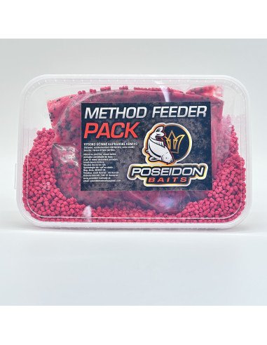 Poseidon Feeder Pack Erdbeere 1000g Pellet und Turmix gekocht Partikel mit Dip-Köder-JJ-Fishing