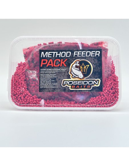 Poseidon Feeder Pack Erdbeere 1000g Pellet und Turmix gekocht Partikel mit Dip-Köder-JJ-Fishing
