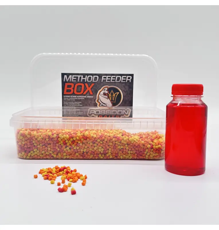 Poseidon Feeder Box Tutti Frutti 1000g Pellet Method Feeder mit Booster-Köder-JJ-Fishing
