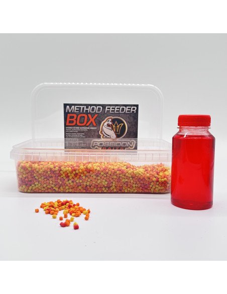 Poseidon Feeder Box Tutti Frutti 1000g Pellet Method Feeder mit Booster-Köder-JJ-Fishing