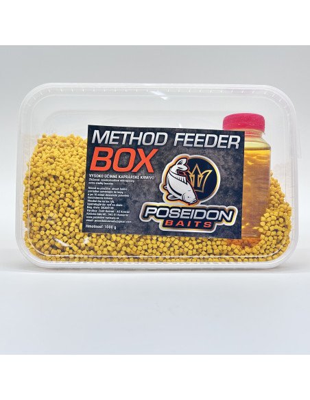 Poseidon Feeder Box Sweet Corn 1000g Pellet Method Feeder mit Booster-Köder-JJ-Fishing
