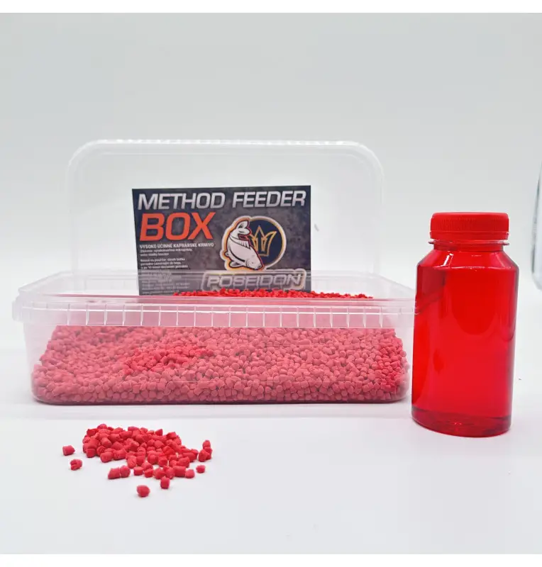 Poseidon Feeder Box Erdbeere 1000g Pellet Method Feeder mit Booster-Köder-JJ-Fishing