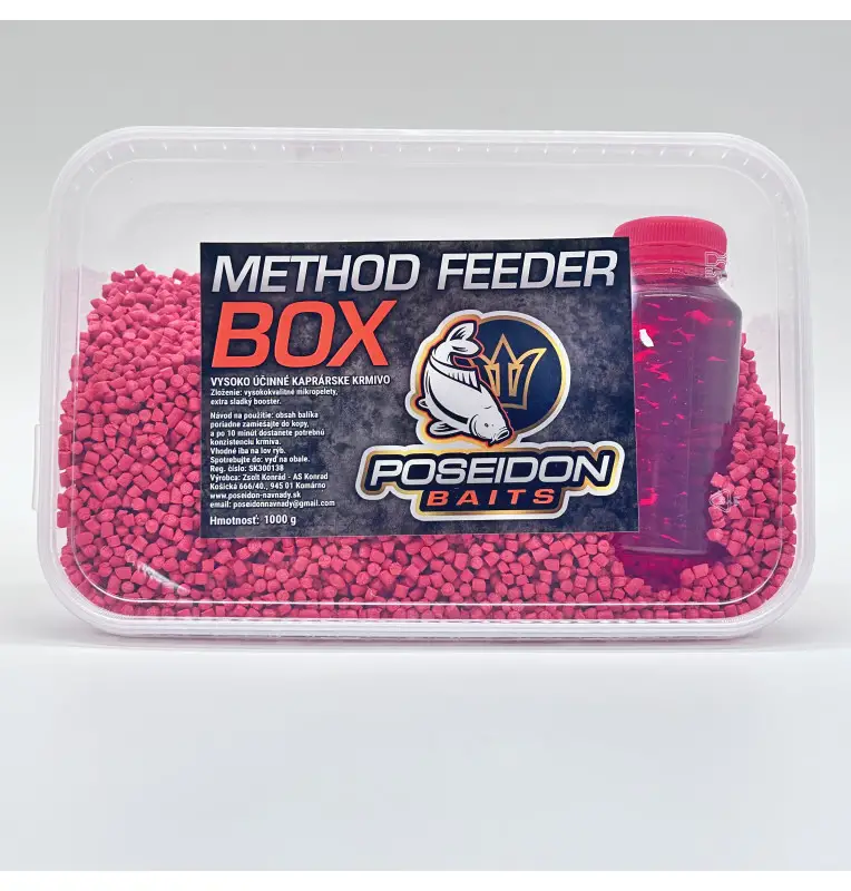 Poseidon Feeder Box Erdbeere 1000g Pellet Method Feeder mit Booster-Köder-JJ-Fishing