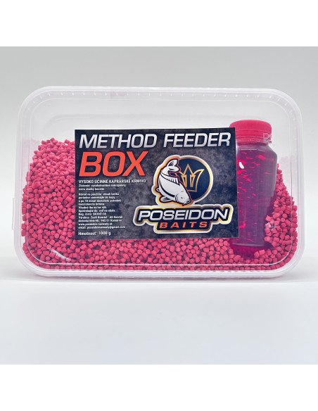 Poseidon Feeder Box Erdbeere 1000g Pellet Method Feeder mit Booster-Köder-JJ-Fishing