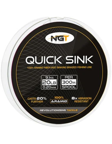 NGT 300m 20lb 'Quick Sink' Moss Green Braid 100% Aramid-Schnüre-JJ-Fishing