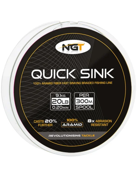 NGT 300m 20lb 'Quick Sink' Moss Green Braid 100% Aramid-Schnüre-JJ-Fishing