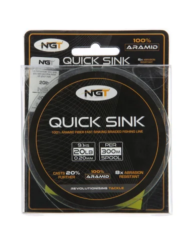 NGT 300m 20lb 'Quick Sink' Moss Green Braid 100% Aramid-Schnüre-JJ-Fishing