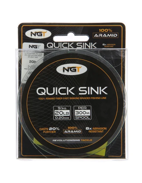 NGT 300m 20lb 'Quick Sink' Moss Green Braid 100% Aramid-Schnüre-JJ-Fishing