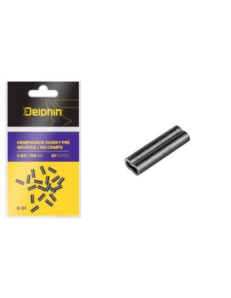 Delphin Rig Crimps 1,0x2,2x8mm Doppel Klemmhülsen 20 Stück Quetschhülsen-Endtackle-JJ-Fishing