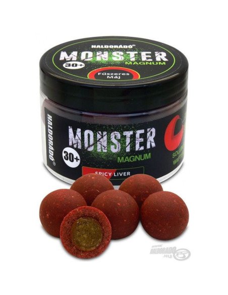Haldorado MONSTER Magnum 30+ mm Spicy Liver Coated Hookbaits Ummantelt Extra Intensive Premium Collection-Köder-JJ-Fishing