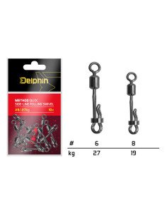 Delphin Method QuiX Größe 8 / 19kg Quick-Swap Swivel mit Sicherung 10 Stk. Method Feeder-Endtackle-JJ-Fishing