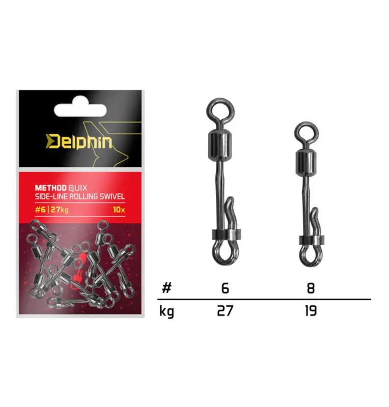 Delphin Method QuiX Größe 6 / 27kg Quick-Swap Swivel mit Sicherung 10 Stk. Method Feeder-Endtackle-JJ-Fishing