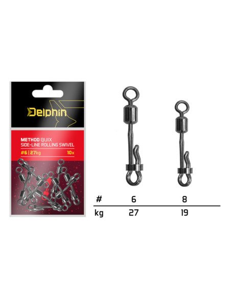 Delphin Method QuiX Größe 6/27kg Quick-Swap Swivel mit Sicherung 10 Stk. Method Feeder-Endtackle-JJ-Fishing