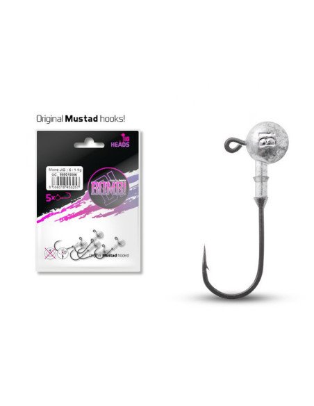 Delphin BOMB! Jig Kopf 30g 6/0 mit Kragen 5 Stk. Mustad Hook Extra Robust-Endtackle-JJ-Fishing